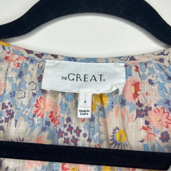 THE GREAT. Bonnet 100% Cotton Prairie Floral Boho Peasant Summer Midi Dress - Picture 10 of 16